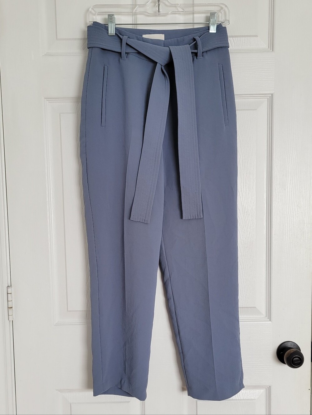 Wilfred Aritzia Slate Blue High-Rise Paperbag Pants with Tie Belt READ DESC